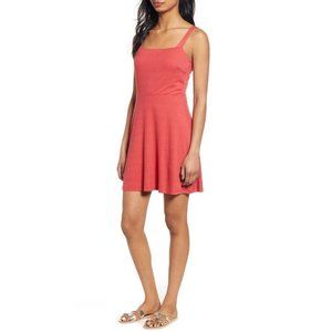 ALL IN FAVOR Stripe Rib Fit & Flare Mini Dress Cardinal Red Medium